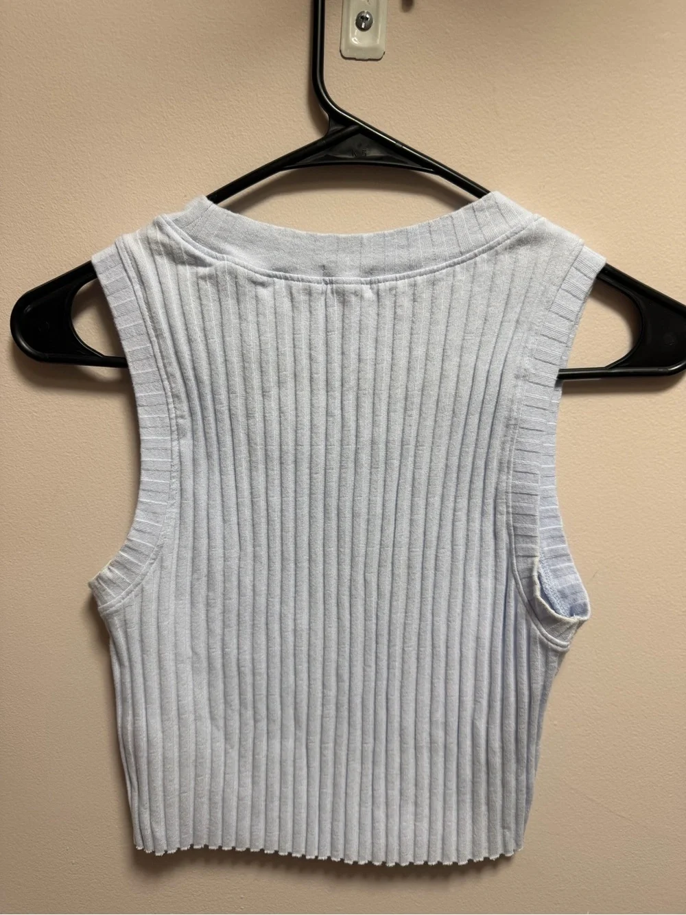 aerie Pale Blue Ribbed Crop Tank - Picture 2 of 6